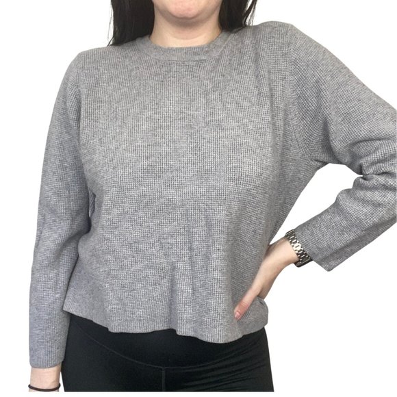 OAK + FORT Sweaters - Oak + Fort Grey Henley Long Sleeve